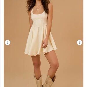 Altar'd State Cream Sleeveless A-Line Mini Dress